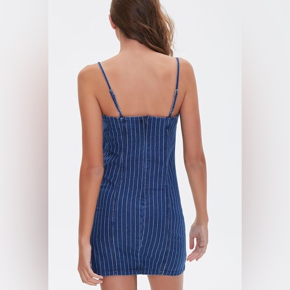 FOREVER 21 Pinstriped Denim Mini Dress size S - Picture 4 of 11